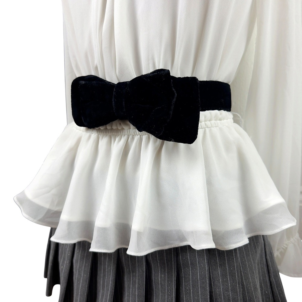 Y2K Coquette Velvet Bow Belt Black Plush Statement Waist Accessory Romantic S/M